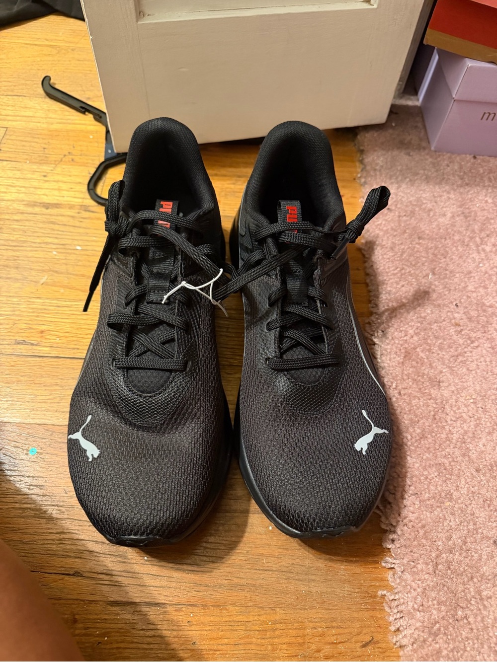 Puma Men's Black Athletic Running Sneakers with White Logo